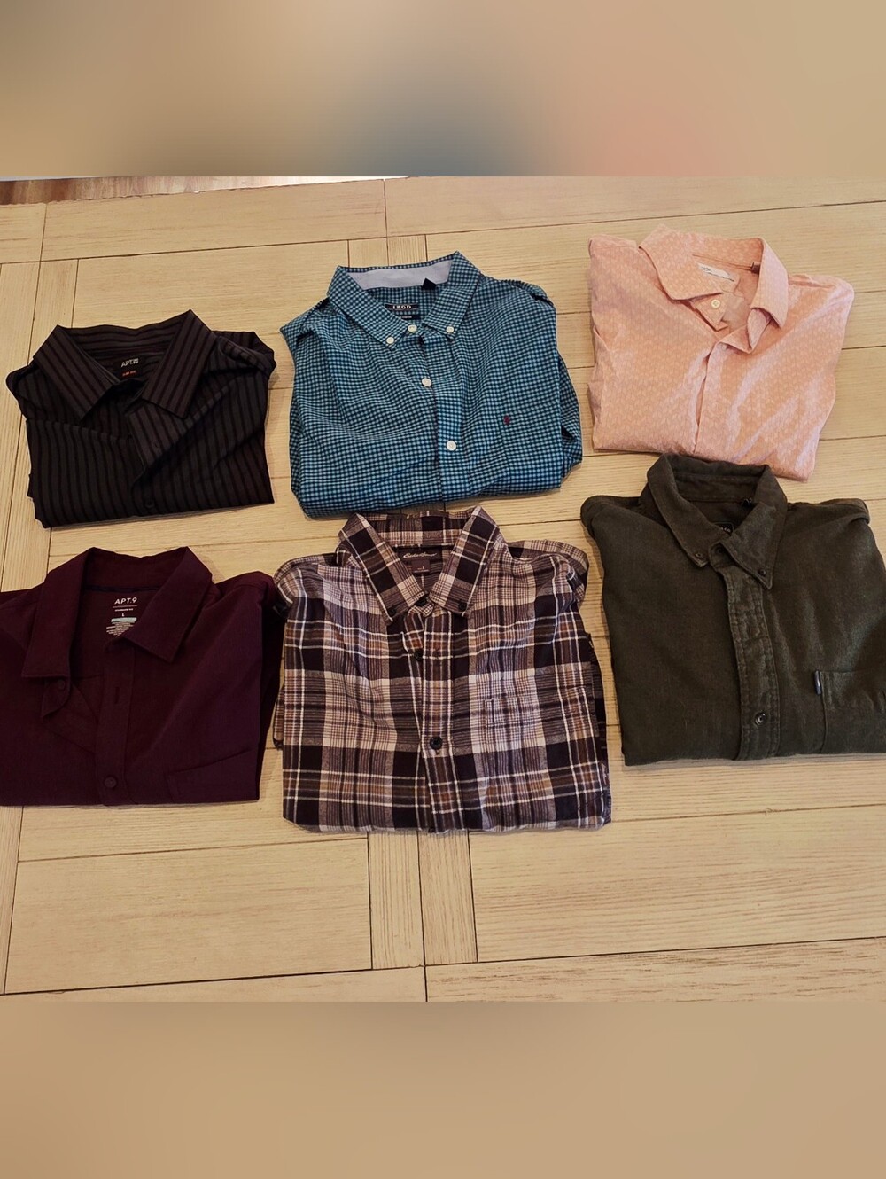 Men's Button Down & Flannel Shirt Bundle (6 Shirts) - Size Large